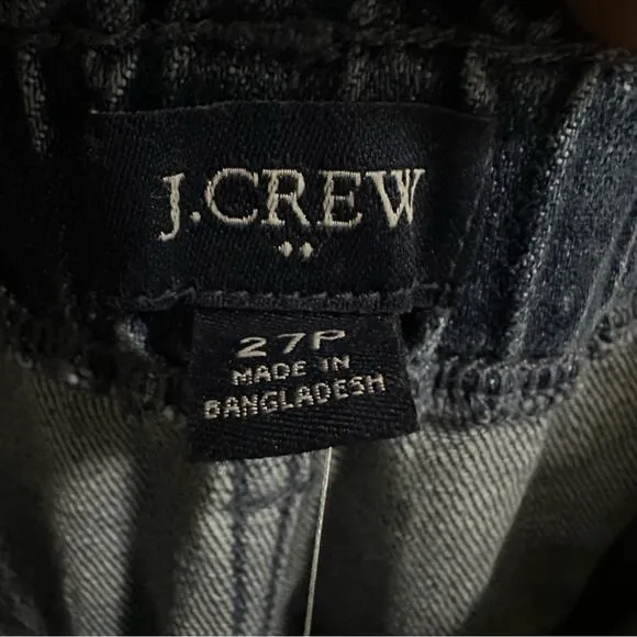 NWT J. Crew Denim High Waist Paperbag Jeans Women size 27P Medium Wash wide leg