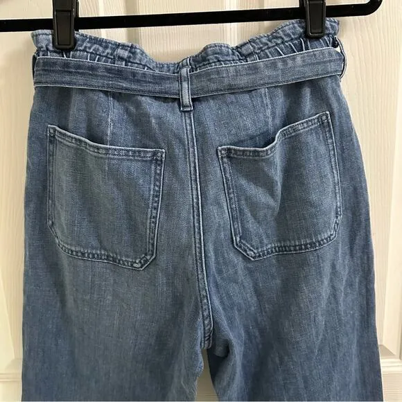 NWT J. Crew Denim High Waist Paperbag Jeans Women size 27P Medium Wash wide leg