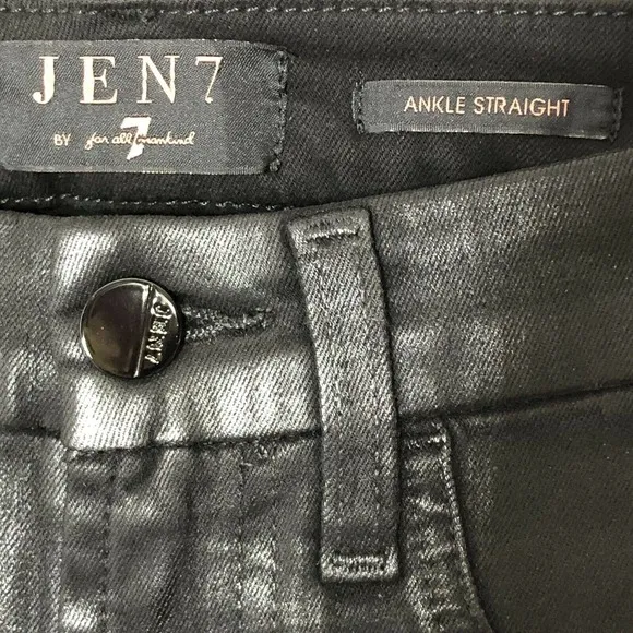 NWT Jenn 7 by 7 For All Mankind Womens Ankle Straight Black Coated Jeans Size 0