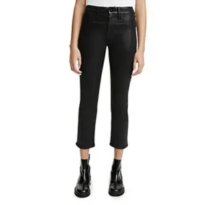 NWT Jenn 7 by 7 For All Mankind Womens Ankle Straight Black Coated Jeans Size 0