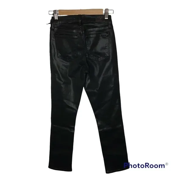 NWT Jenn 7 by 7 For All Mankind Womens Ankle Straight Black Coated Jeans Size 0