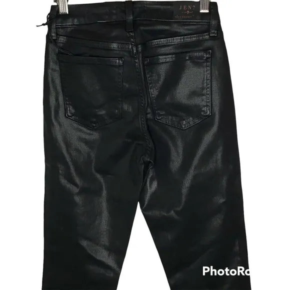 NWT Jenn 7 by 7 For All Mankind Womens Ankle Straight Black Coated Jeans Size 0