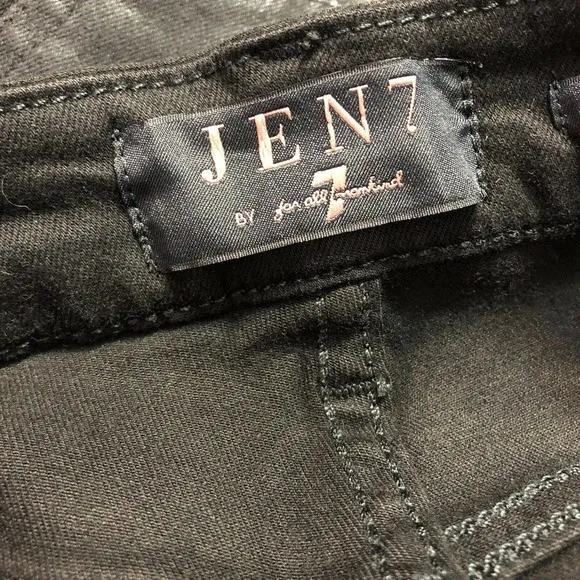 NWT Jenn 7 by 7 For All Mankind Womens Ankle Straight Black Coated Jeans Size 0