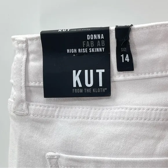 NWT Kut From The Cloth Donna Fab Ab High Rise Stretch Raw Hem Skinny Jeans 14