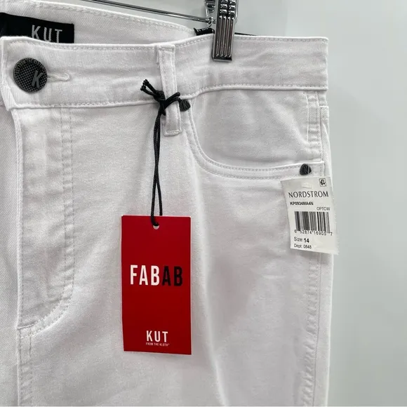 NWT Kut From The Cloth Donna Fab Ab High Rise Stretch Raw Hem Skinny Jeans 14