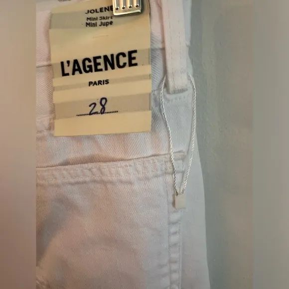 NWT L’Agence Jolene Denim Mini Skirt - White- Size 28