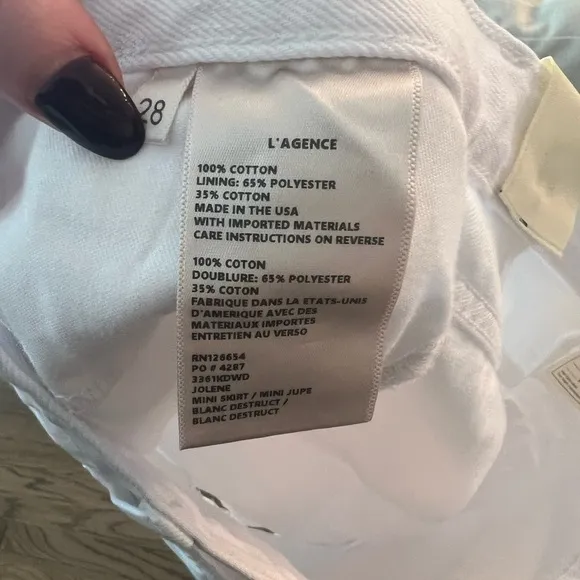 NWT L’Agence Jolene Denim Mini Skirt - White- Size 28