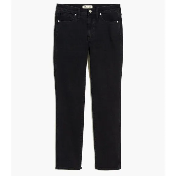 NWT Madewell 25 TALL 25T 25x30 Black Mid-Rise Stovepipe Jeans in Lunar Wash NEW