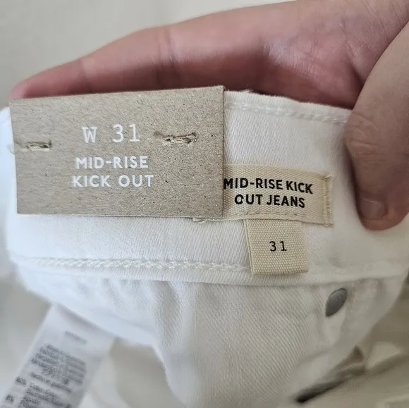 NWT Madewell Mid-Rise Kick Out Ankle Length Flare Jeans in Pure White