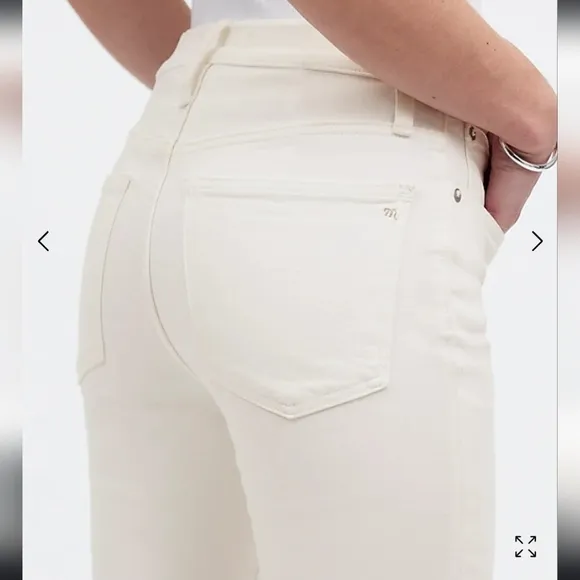 NWT Madewell Mid-Rise Kick Out Ankle Length Flare Jeans in Pure White
