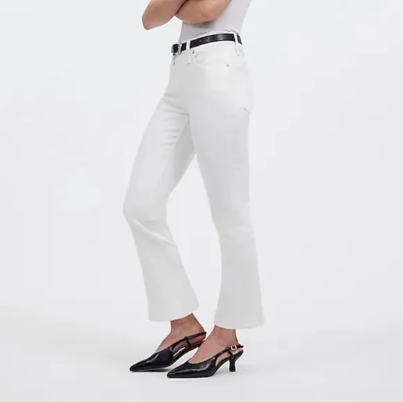 NWT Madewell Mid-Rise Kick Out Ankle Length Flare Jeans in Pure White