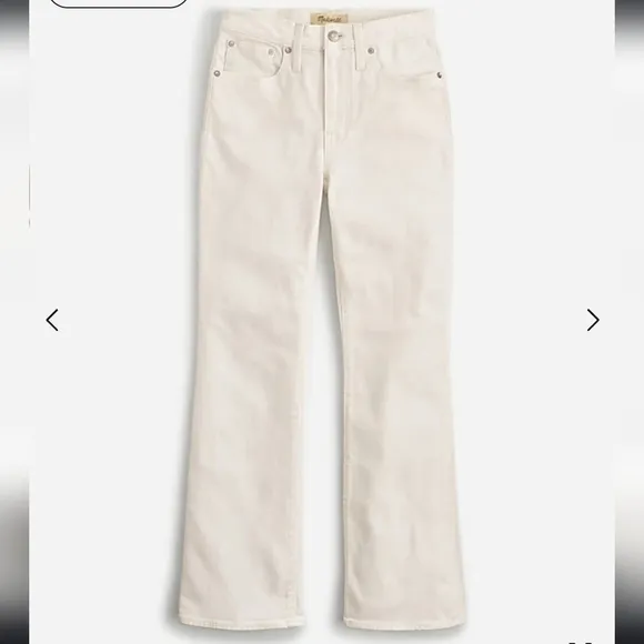 NWT Madewell Mid-Rise Kick Out Ankle Length Flare Jeans in Pure White