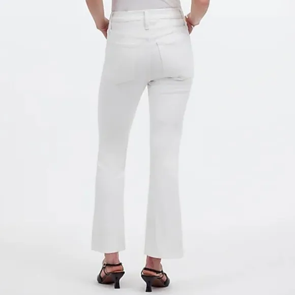 NWT Madewell Mid-Rise Kick Out Ankle Length Flare Jeans in Pure White