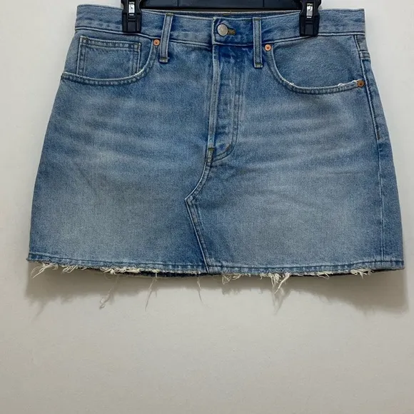 NWT Madewell Rigid Denim Relaxed Mini Skirt In Northdale Wash Size 29.