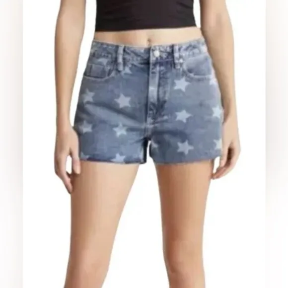 NWT Vigoss® Stars ACE 3&quot; High Rise Denim Shorts | Size 31 Raw Hem