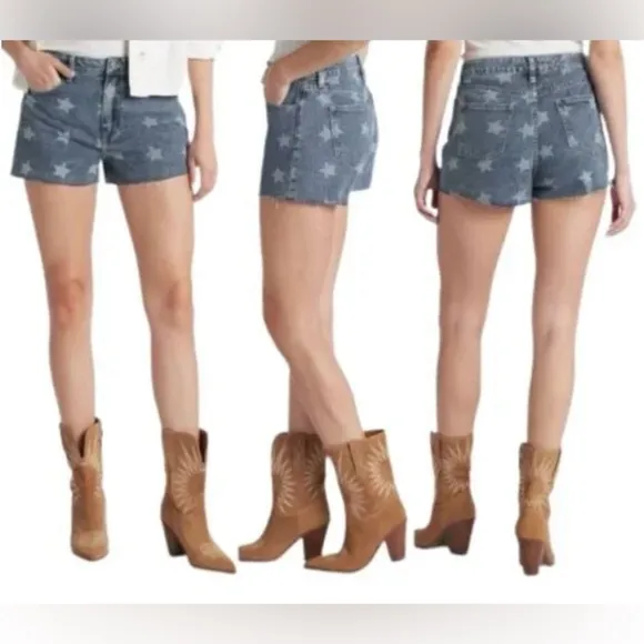 NWT Vigoss® Stars ACE 3&quot; High Rise Denim Shorts | Size 31 Raw Hem