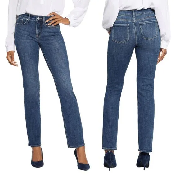 NYDJ Mid Wash Marilyn Jean Slimming Fit Straight Leg Jean 10 12
