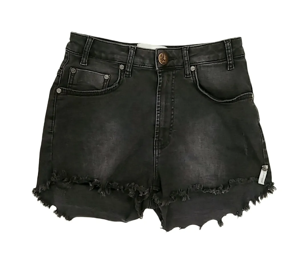One Teaspoon Denim Cutoff Black Shorts - size 26 (x-small)