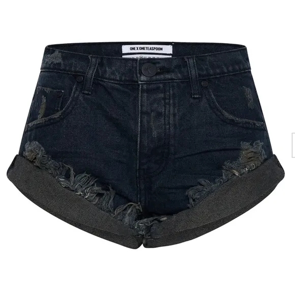 One Teaspoon Fox Black Bandit shorts low waist style NIB