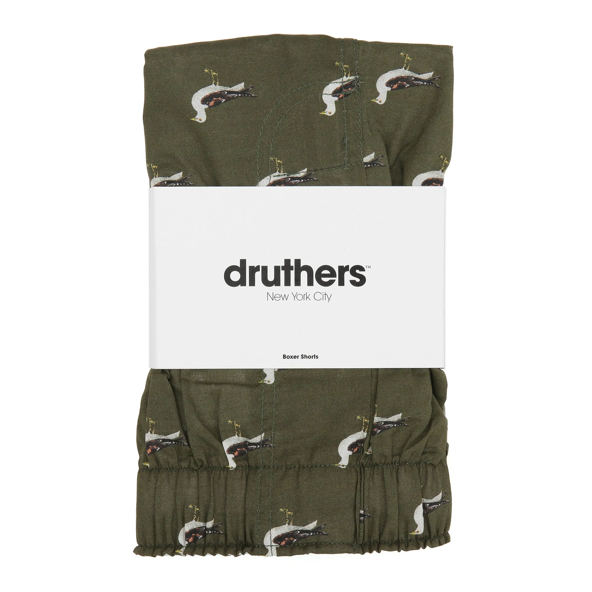 Organic Cotton Seagulls Boxer Shorts - Olive