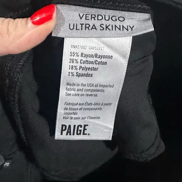 Paige Verdugo Ultra Skinny Coated Jeans in Black - 24