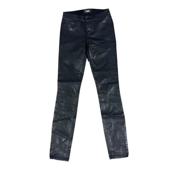 Paige Verdugo Ultra Skinny Coated Jeans in Black - 24