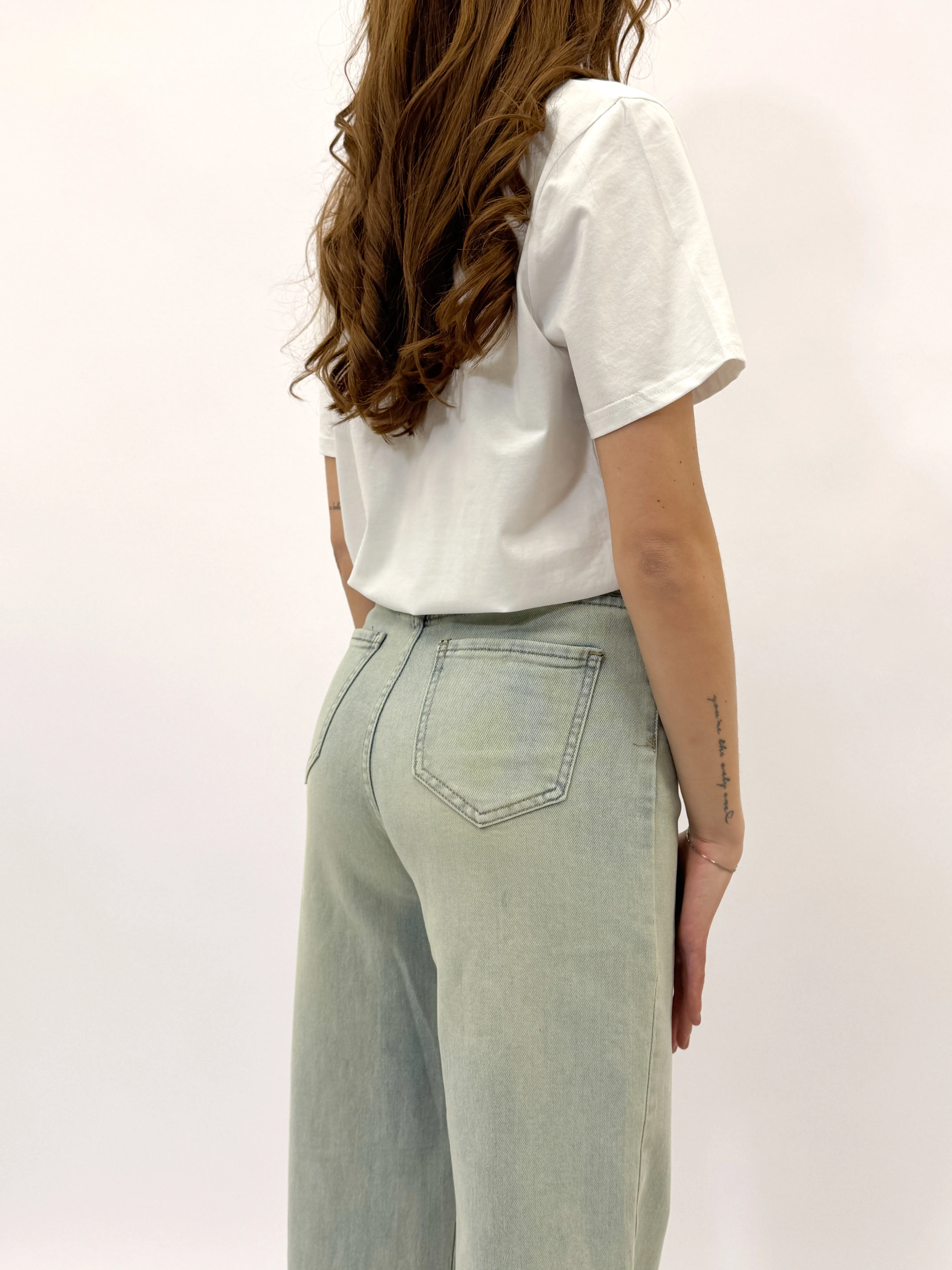 Pantaloni jeans straight con risvolto