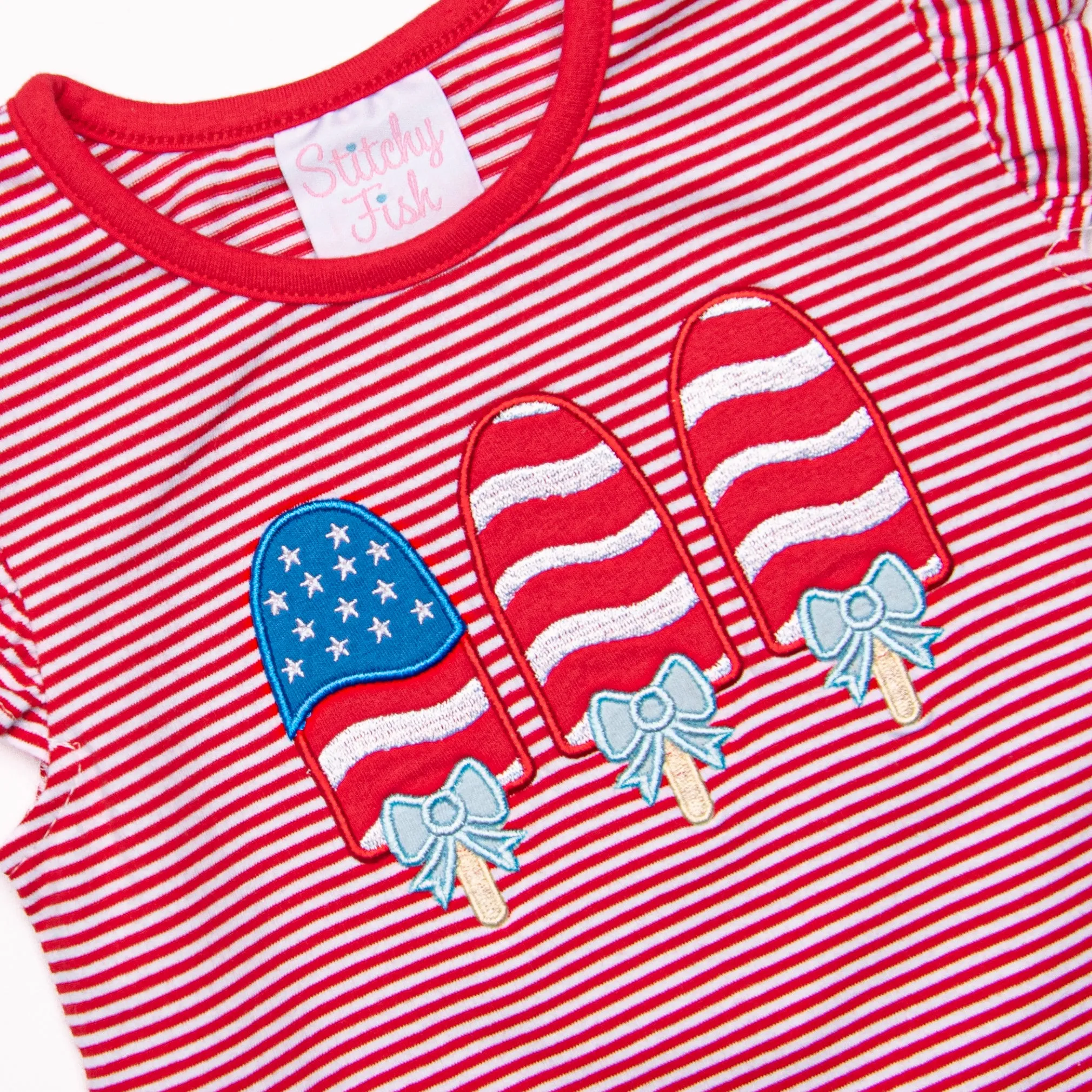 Patriotic Pops Applique Ruffle Short Set, Red
