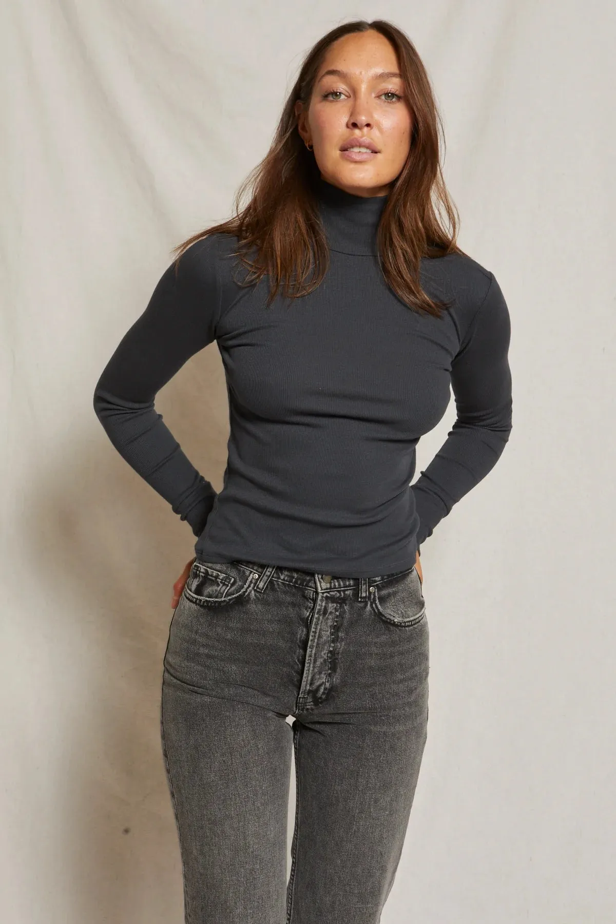 Perfect White Tee Hayden Ribbed Turtle Neck