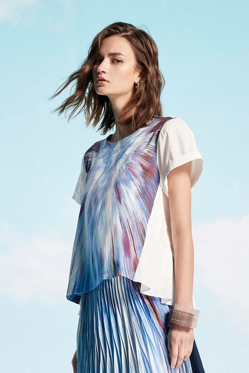 Personata Blue A-Line Back-Pleated Top