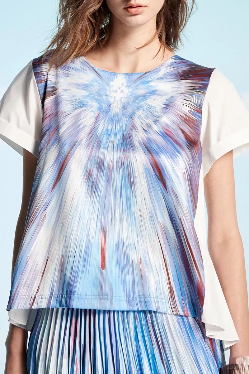 Personata Blue A-Line Back-Pleated Top