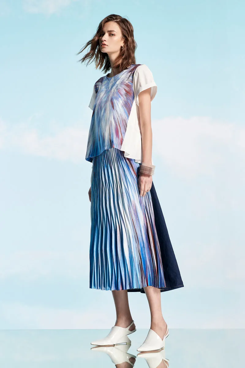 Personata Blue A-Line Back-Pleated Top