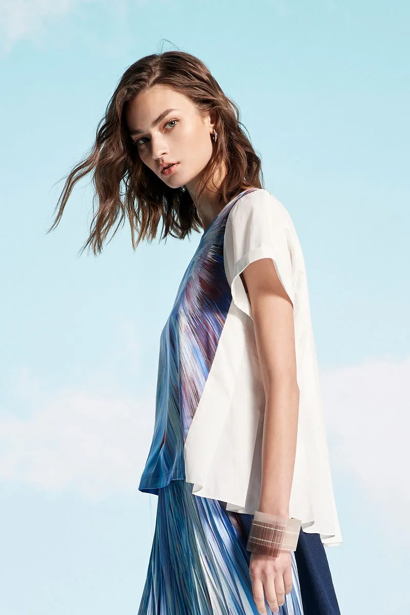 Personata Blue A-Line Back-Pleated Top