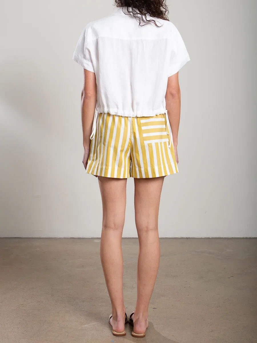 Pharaoh Poppy Cotton Stripe Short in Sun