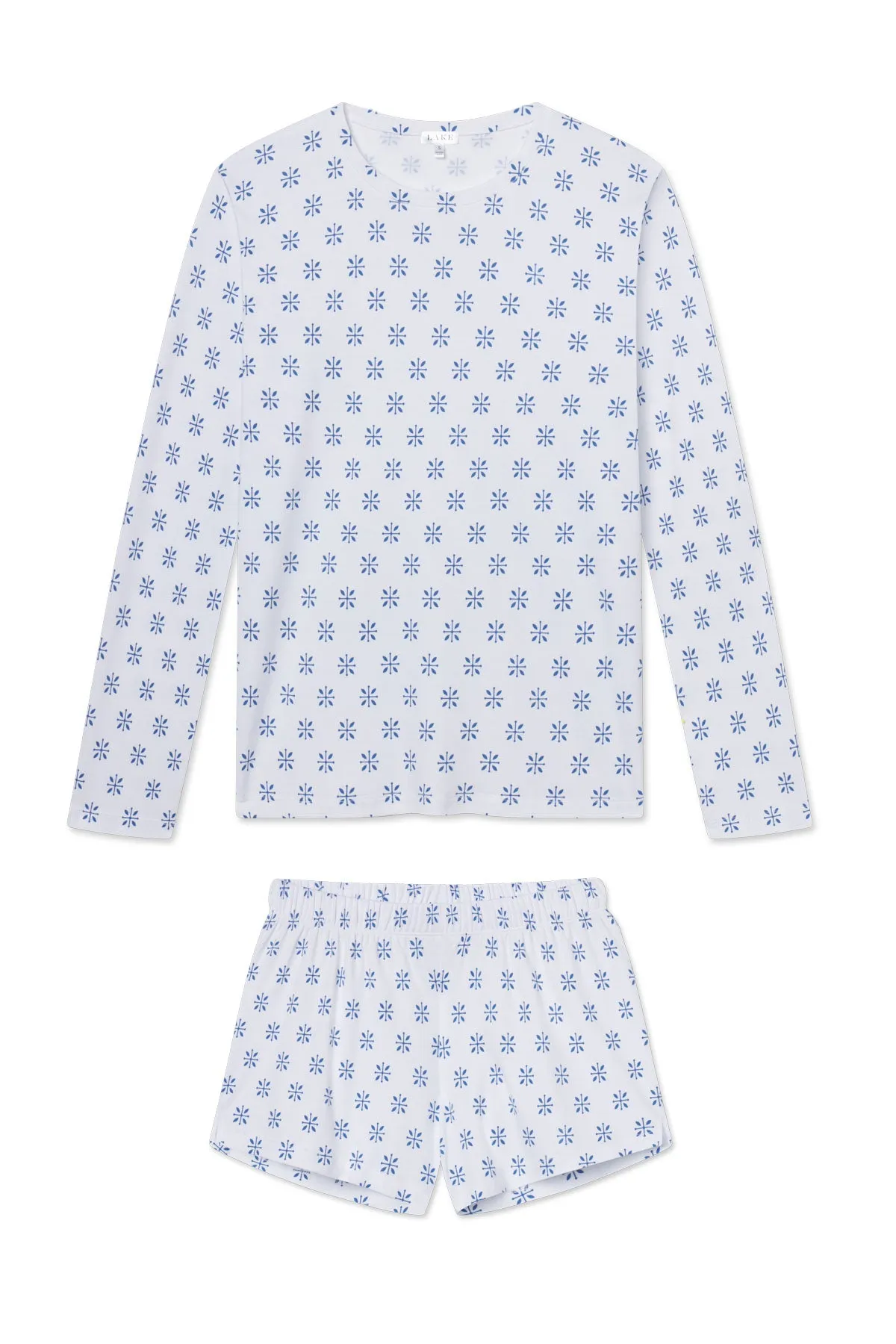 Pima Crew Long-Short Set in Seaport Moroccan Blockprint