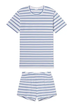 Pima Crew Shorts Set in Seaport Tidal Stripe