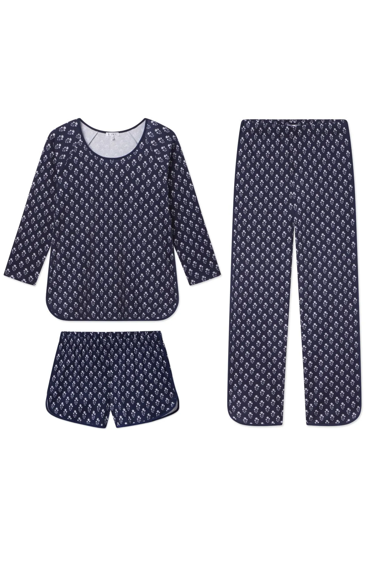Pima Long Sleeve Bundle in English Navy Posy