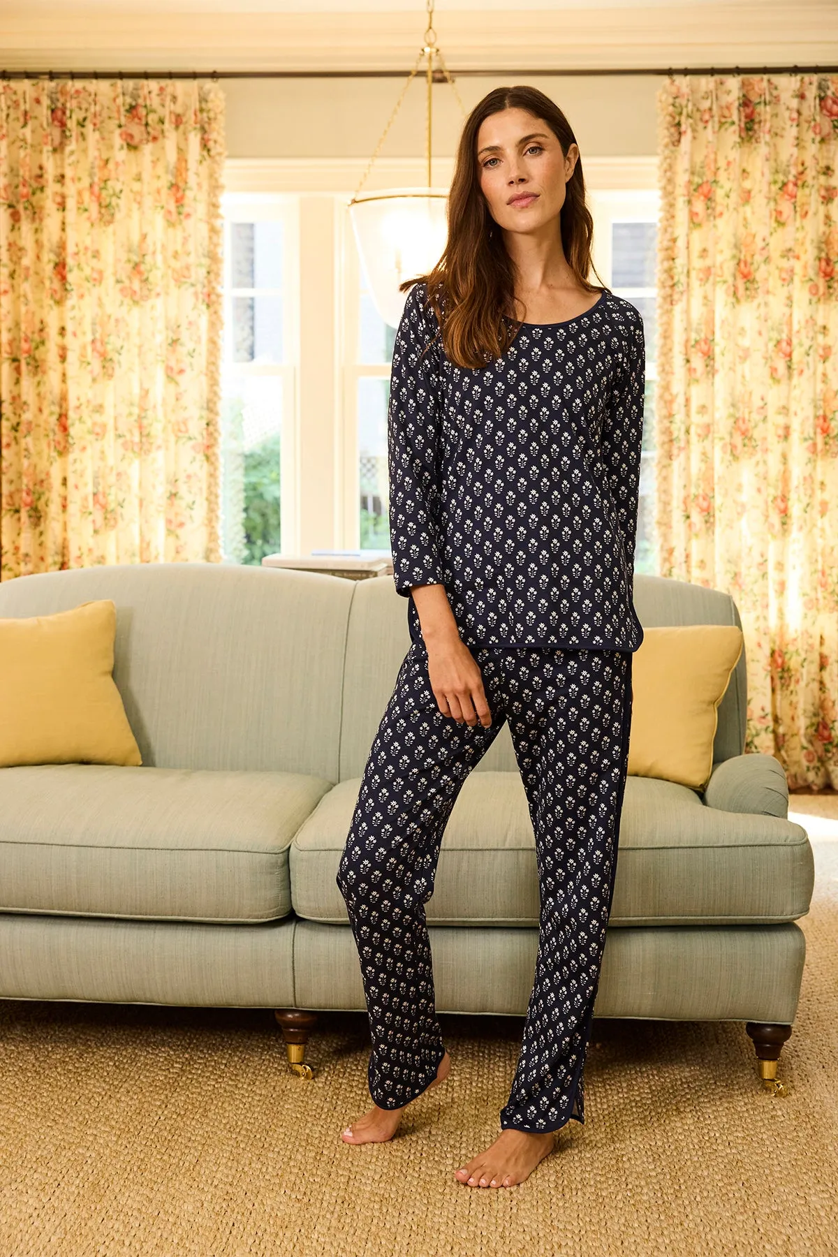 Pima Long Sleeve Bundle in English Navy Posy