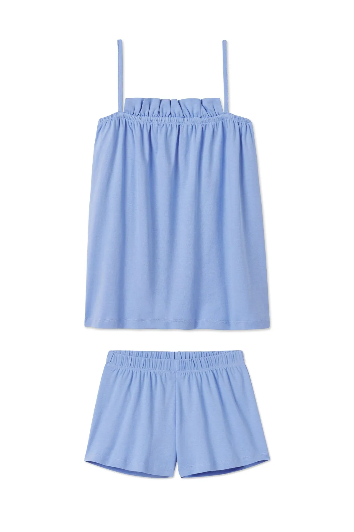 Pima Ruffle Shorts Set in Hydrangea