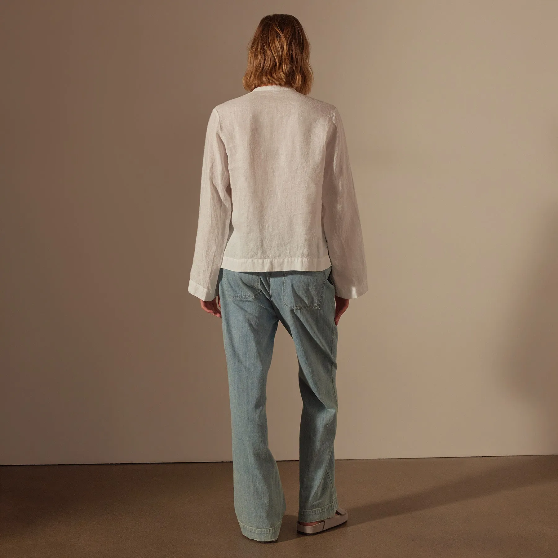 Pin Tuck Linen Top - White