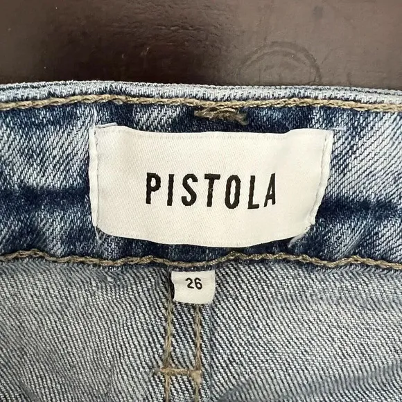 Pistola High Rise Straight Leg Cropped Blue Jeans Distressed Women’s Size 26