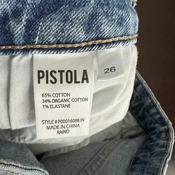 Pistola High Rise Straight Leg Cropped Blue Jeans Distressed Women’s Size 26