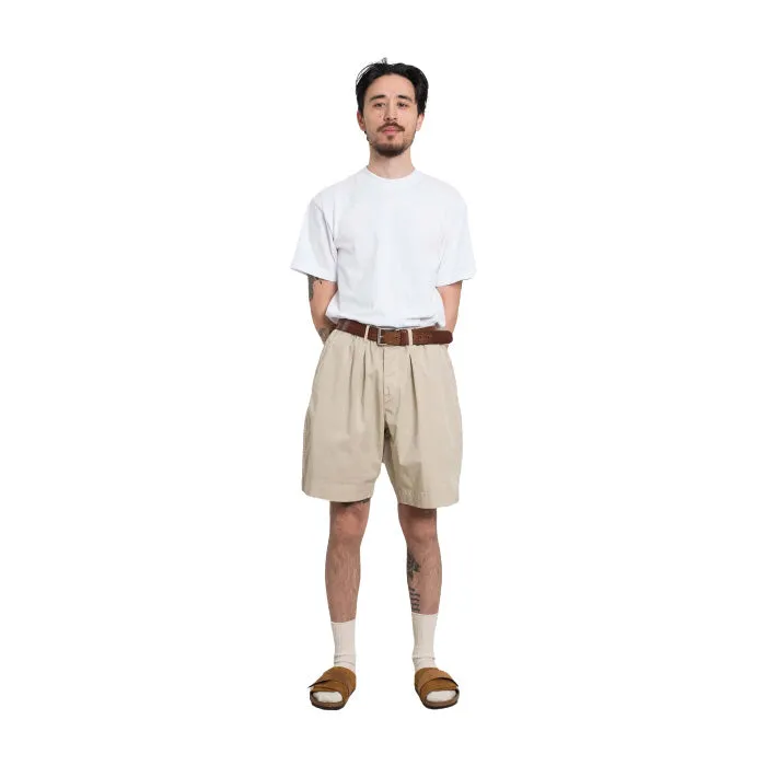 Pleated Track Short Paper Touch Cotton, Stone