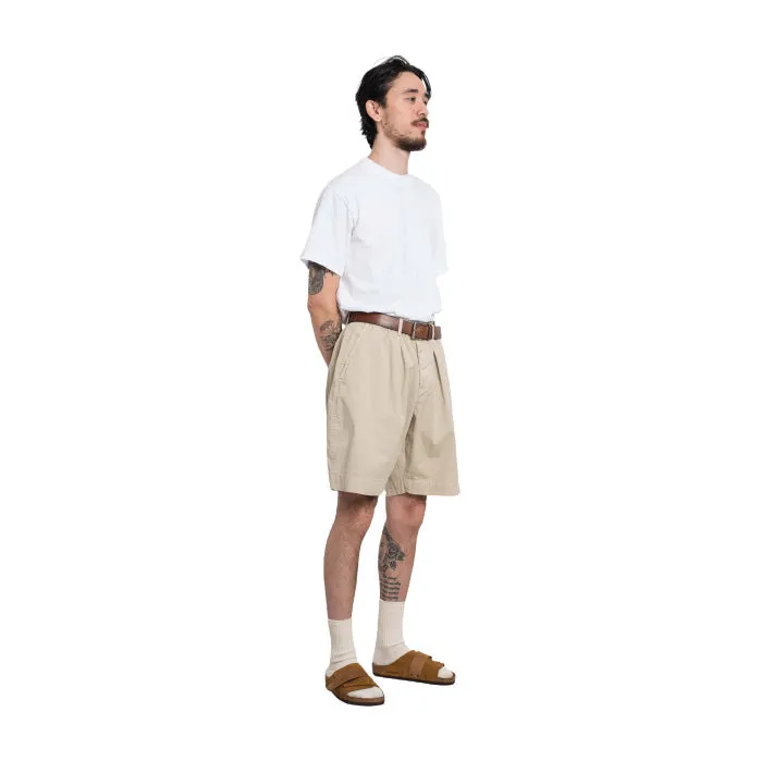 Pleated Track Short Paper Touch Cotton, Stone