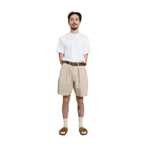 Pleated Track Short Paper Touch Cotton, Stone