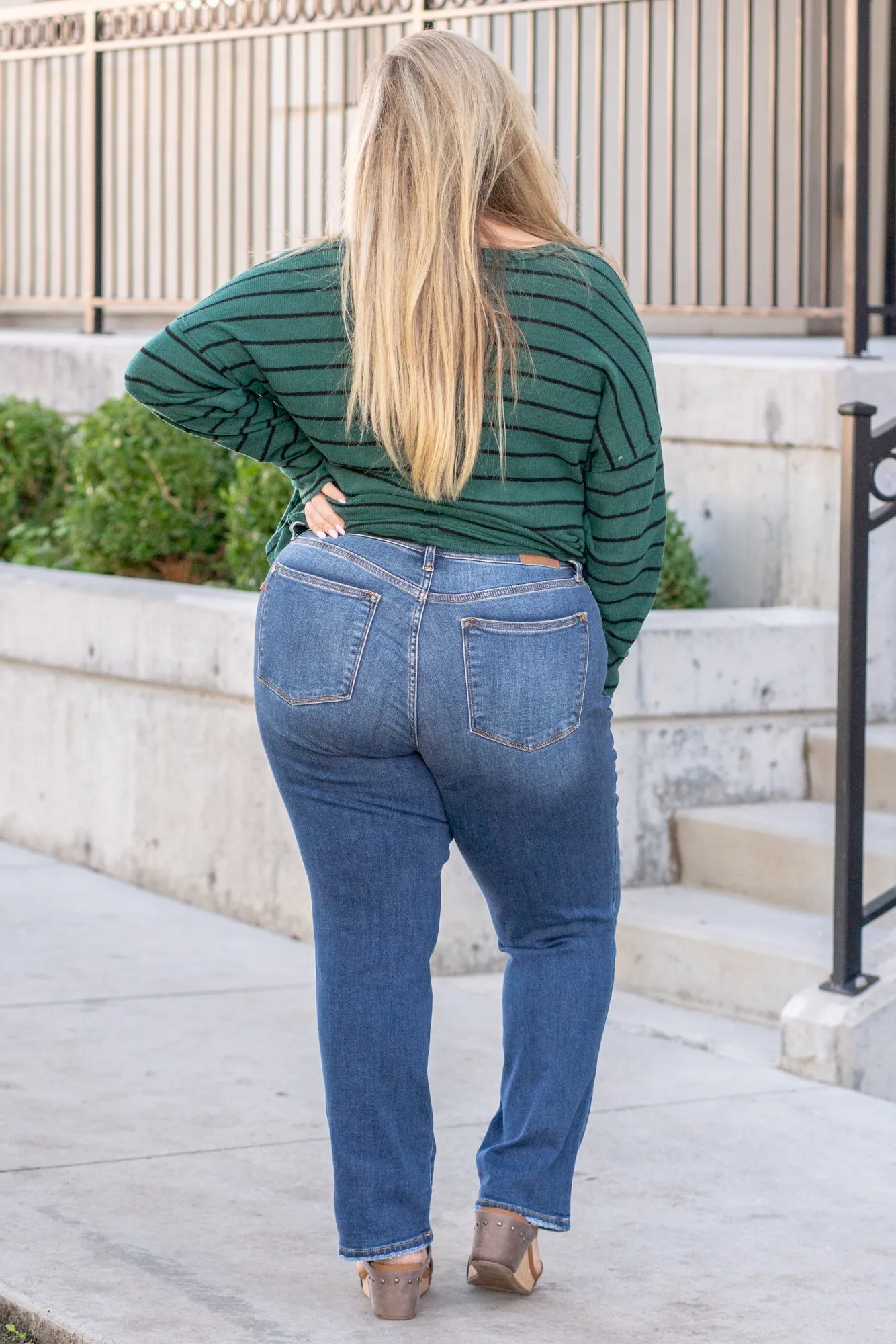 Plus Size "Therma Denim" High Rise Contrast Wash Straight