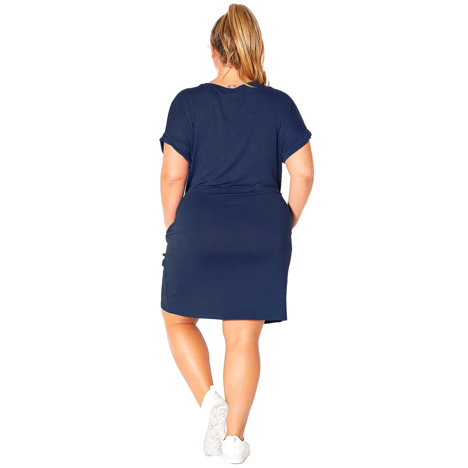 Plus Size V-Neck T-shirt Dress With Pocket