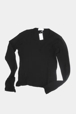 Pointelle Perla Long Sleeve Tee in Black