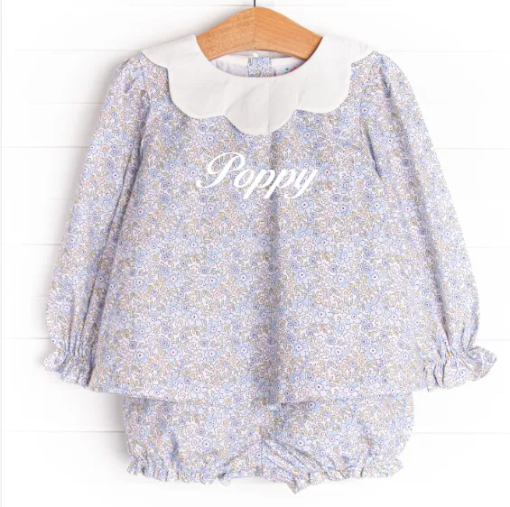 Poppy Fields Bloomer Set, Blue