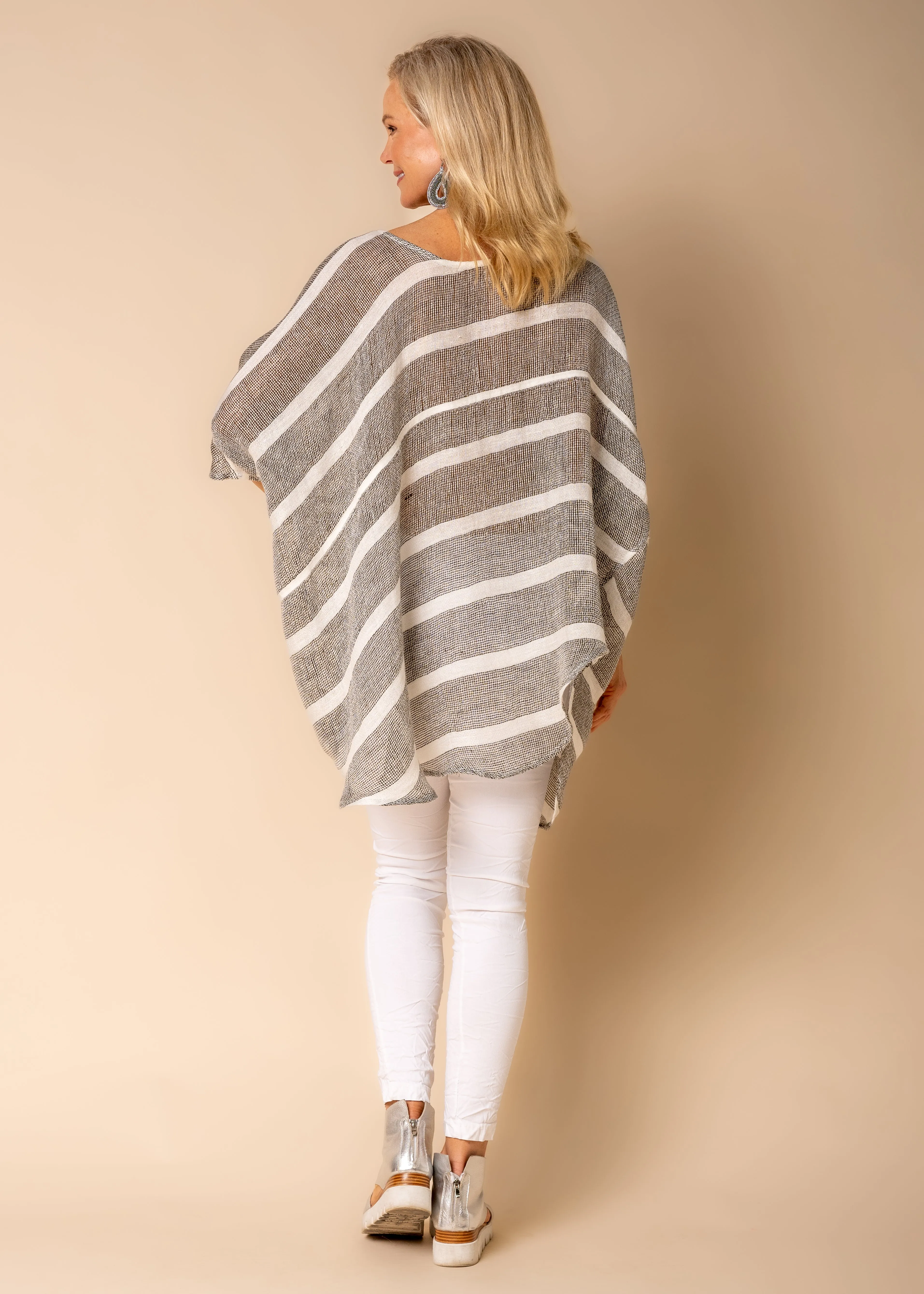 Portia Linen Blend Top in Khaki